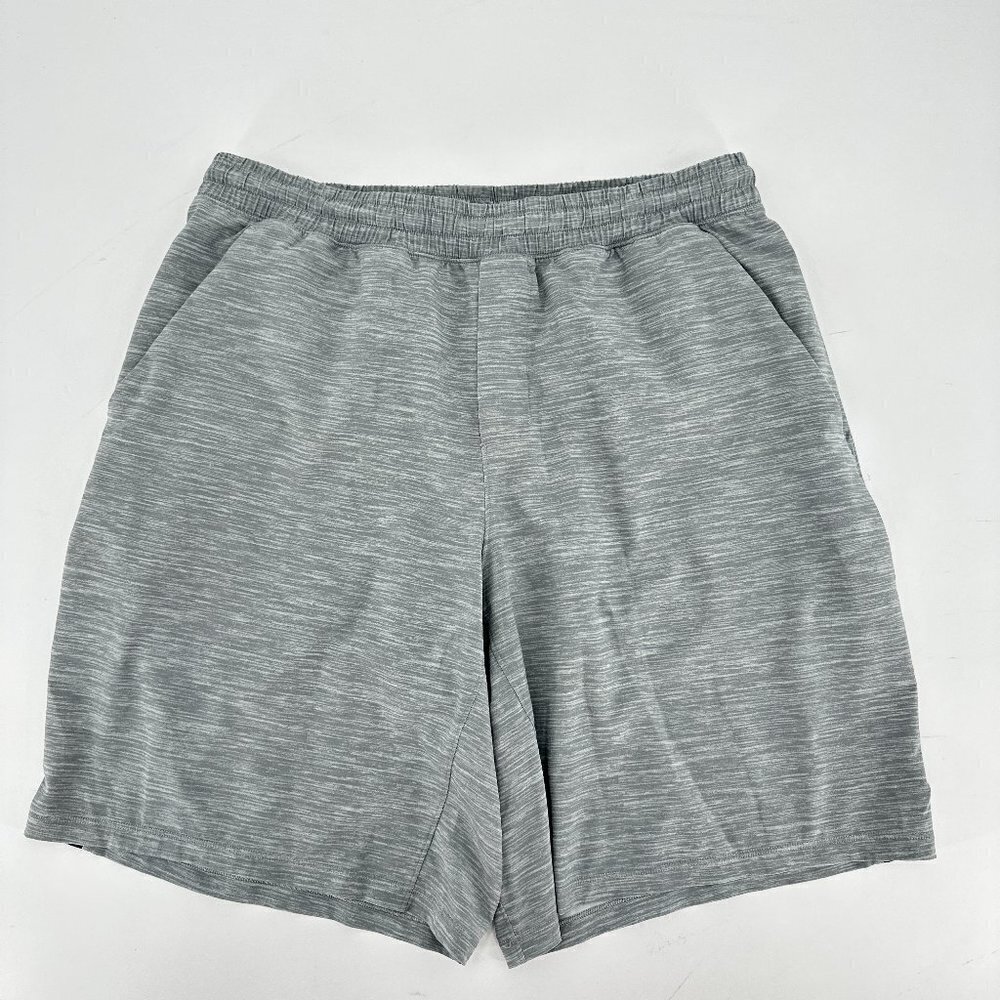 Lululemon Heather Grey Run Response Mesh 9" Lined Large Athletic Running Shorts